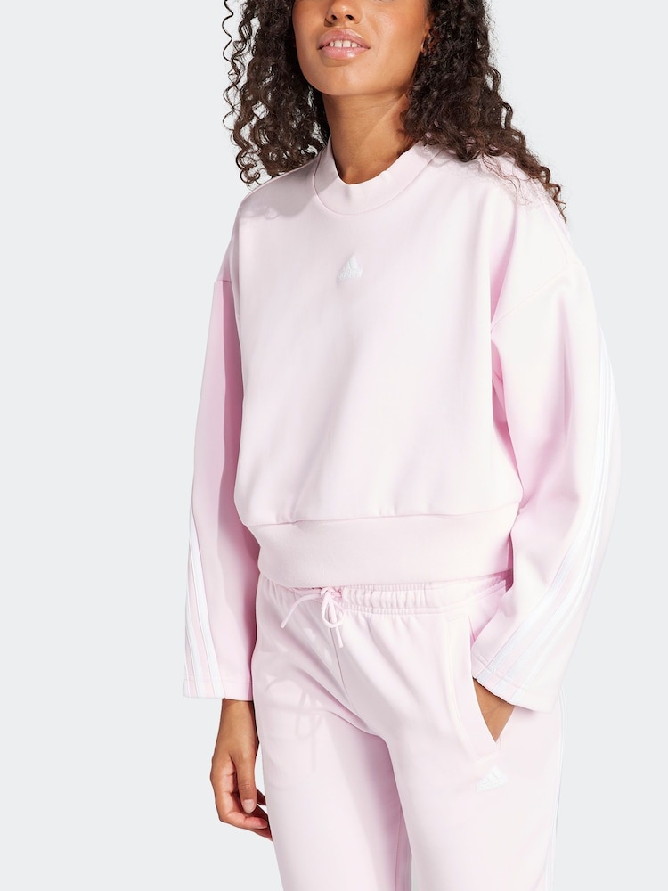 adidas Pink Sportswear Future Icons 3-Stripes Sweatshirt - Image 4 of 7