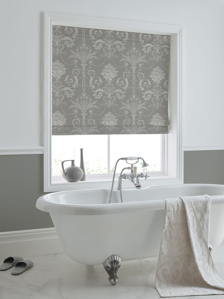 Laura Ashley Grey Josette Steel Made to Measure Roman Blind - Image 1 of 7