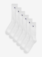 Polo Ralph Lauren White Cotton Crew Socks 6 Pack - Image 1 of 2