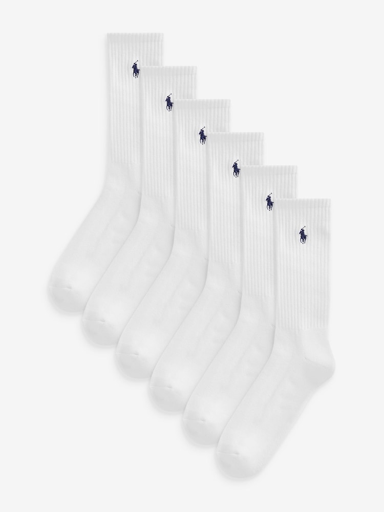 Polo Ralph Lauren White Cotton Crew Socks 6 Pack - Image 1 of 2
