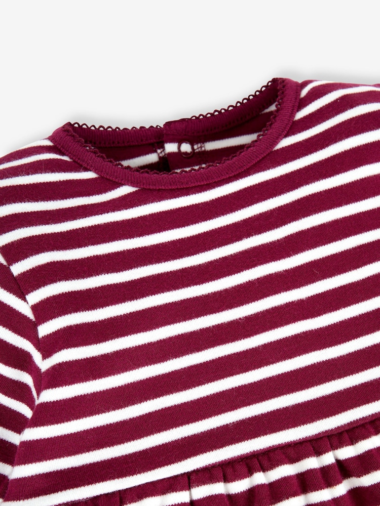 JoJo Maman Bébé Berry Pink Mouse Girls' Stripe Appliqué Dress - Image 3 of 3