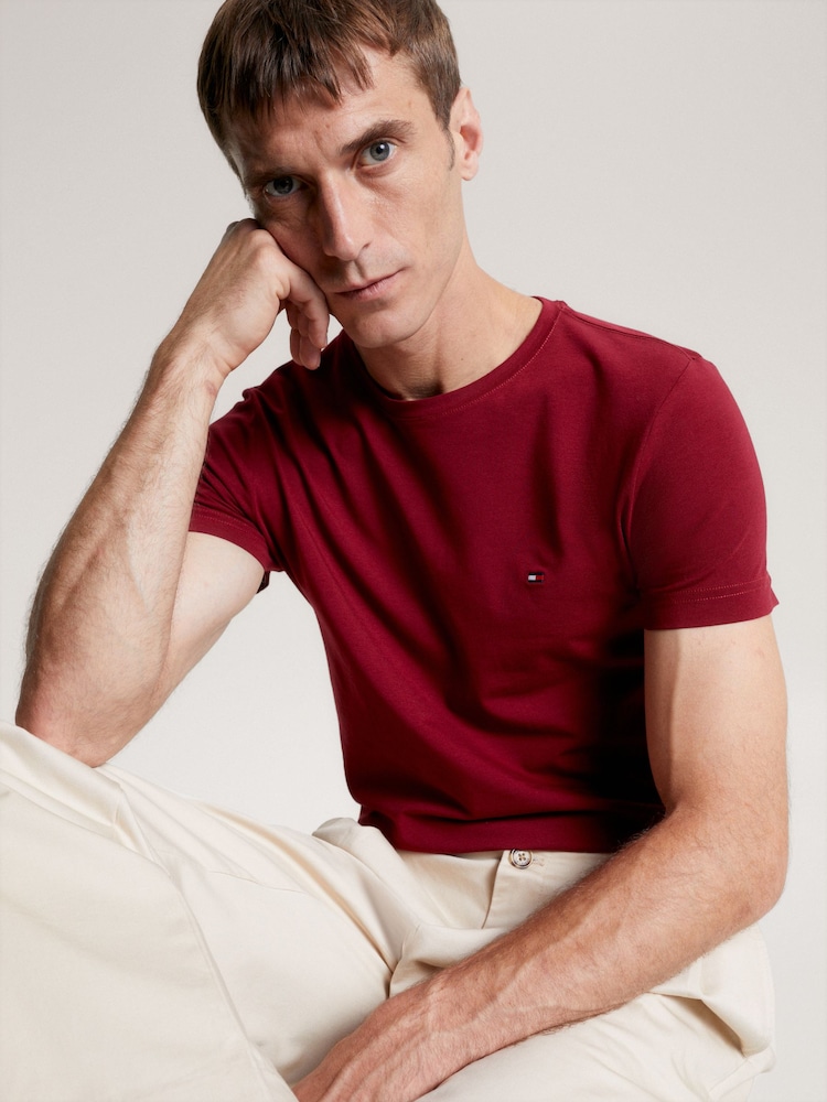 Tommy Hilfiger Red Stretch Slim Fit T-Shirt - Image 3 of 3