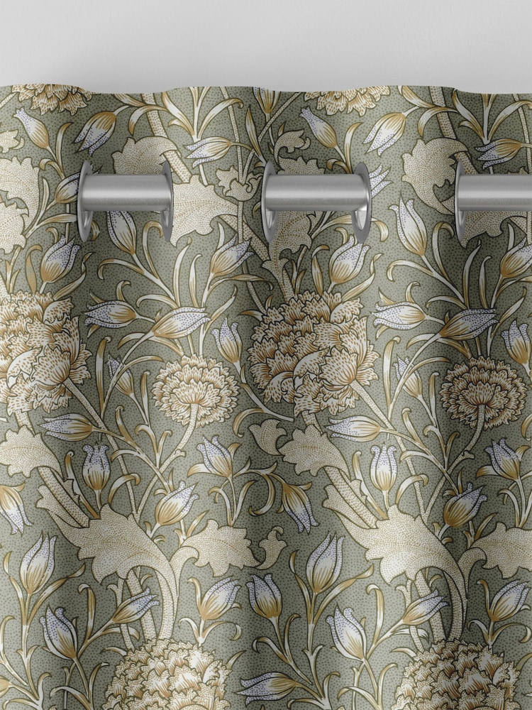 William Morris At Home Sage Green Wild Tulip Made to Measure 100% Cotton Curtains - Image 7 of 9