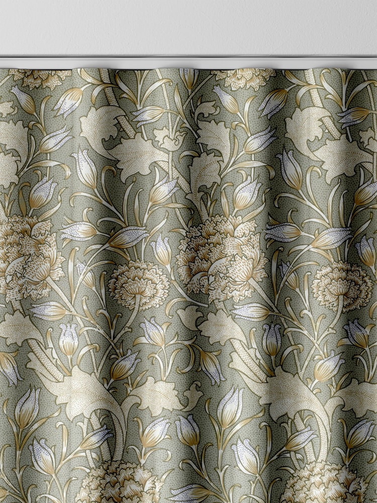 William Morris At Home Sage Green Wild Tulip Made to Measure 100% Cotton Curtains - Image 8 of 9