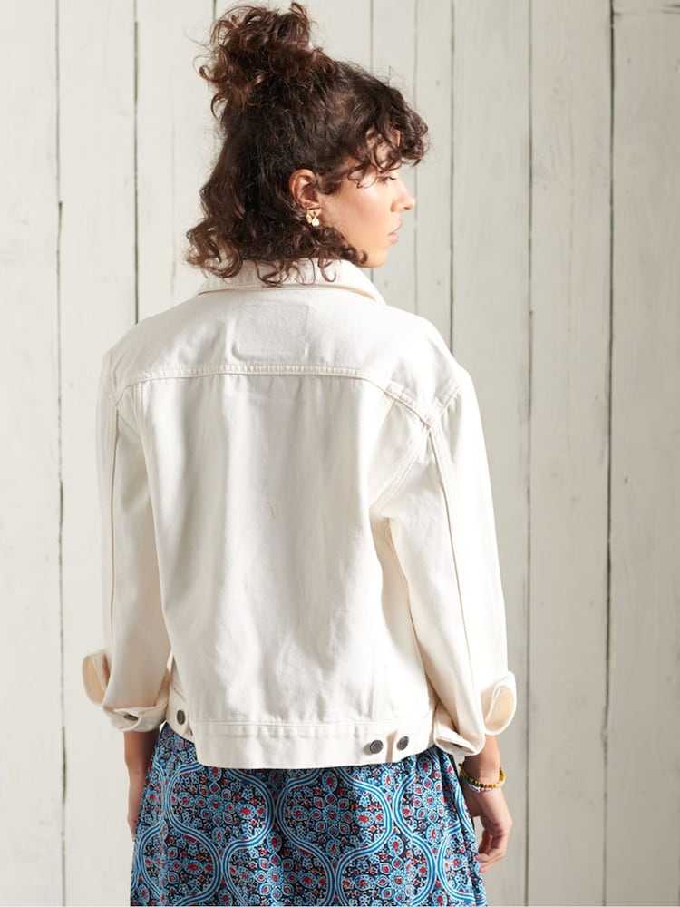 Creme - Superdry Boyfriend-Trucker-Jacke - Bild 2 von 6