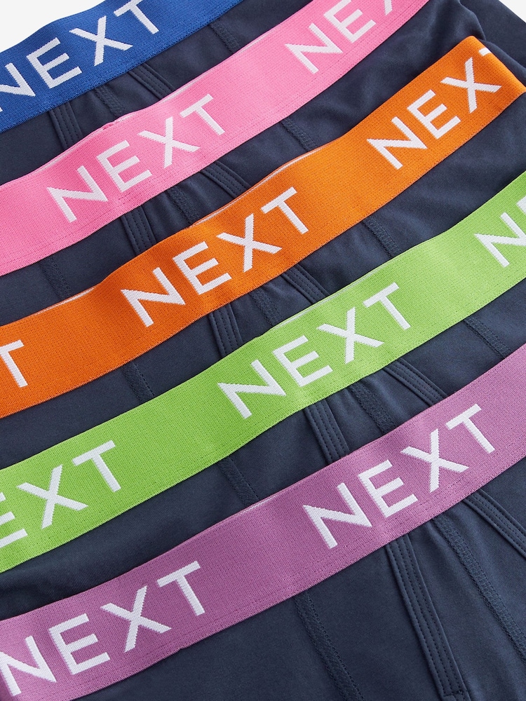 Navy Blue Bright Waistband 10 pack Waistband A-Front Boxers - Image 13 of 13