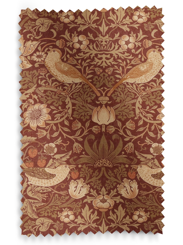 William Morris At Home Red Strawberry Thief Made to Measure 100% Cotton Curtains - Image 9 of 9