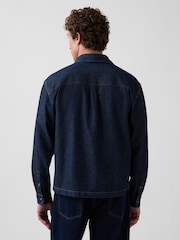 Gap Dark Wash Denim Relaxed Straight-Hem Shirt - Image 2 of 4