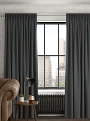 Charcoal Grey 100% Cotton Made To Measure Curtains - Image 1 of 9