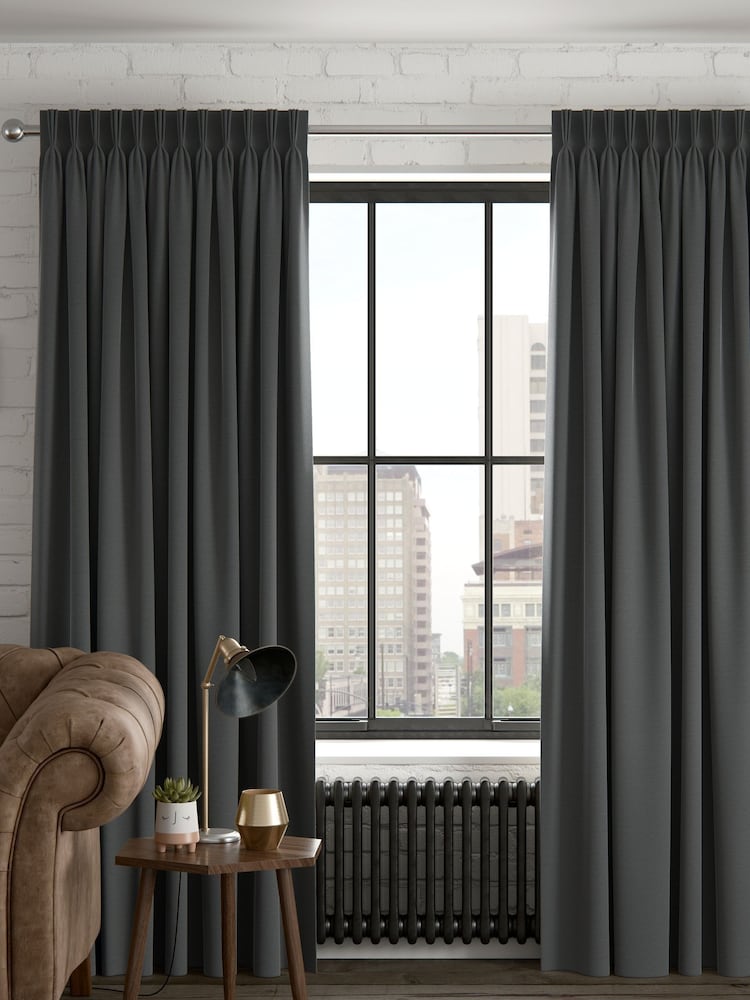 Charcoal Grey 100% Cotton Made To Measure Curtains - Image 1 of 9