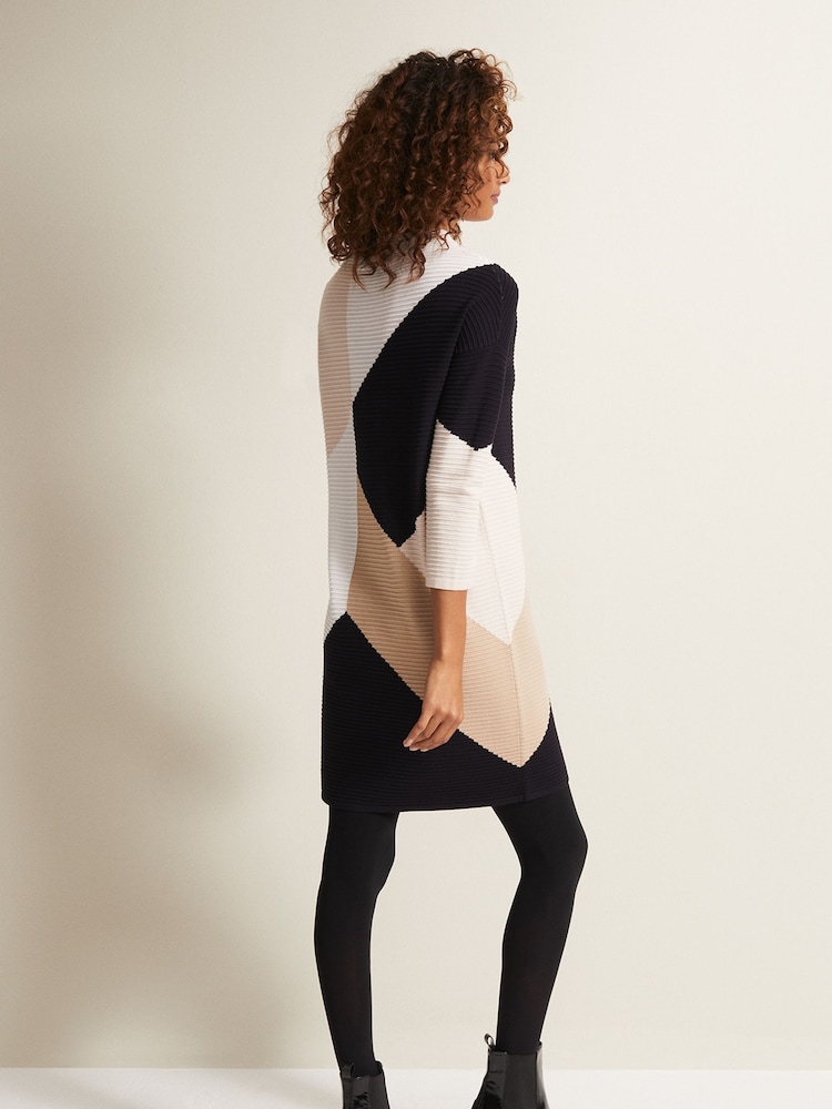 Phase Eight Natural Hetty Multi Colour Block Tunic Mini Dress - Image 2 of 6