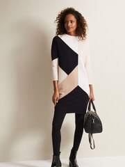 Phase Eight Natural Hetty Multi Colour Block Tunic Mini Dress - Image 3 of 6