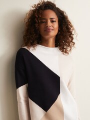 Phase Eight Natural Hetty Multi Colour Block Tunic Mini Dress - Image 4 of 6