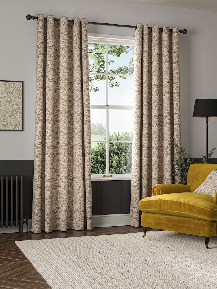 William Morris At Home Cream Strawberry Thief Made to Measure 100% Cotton Curtains - Image 2 of 9