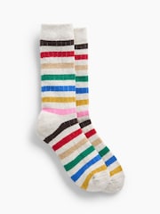 Gap Grey Multi Stripe CashSoft Crew Socks - Image 1 of 2
