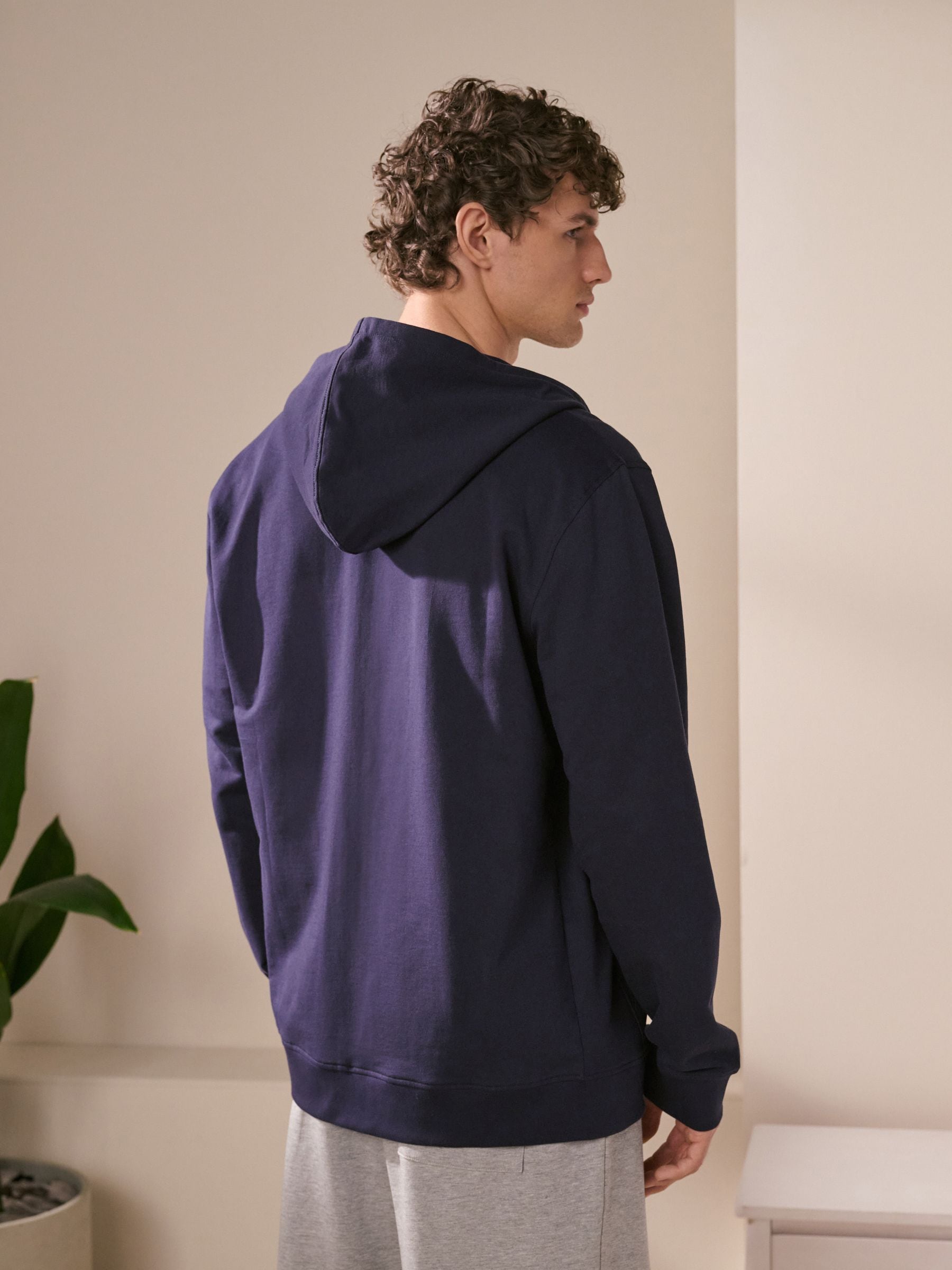 Navy Blue Lightweight Zip Up Hoodie