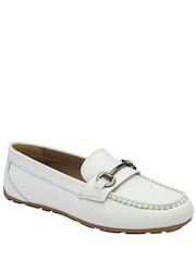 Ravel White Leather Driving Shoes Loafers - Image 1 of 4