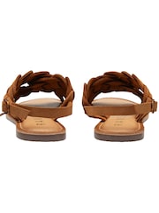 Ravel Brown Leather Woven Upper Flat Sandals - Image 3 of 4