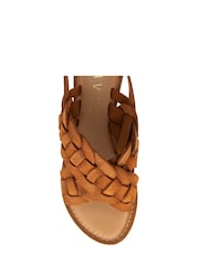 Ravel Brown Leather Woven Upper Flat Sandals - Image 4 of 4