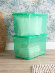 Wham Set of 2 Green Crystal 80L Storage Boxes and Lids - Image 1 of 6