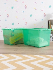 Wham Set of 2 Green Crystal 80L Storage Boxes and Lids - Image 2 of 6