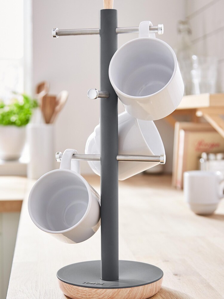 Tower Grey Scandi 6 Cup Mug Tree - Image 2 of 4