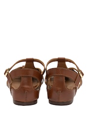 Ravel Brown Leather Flat Sandals - Image 3 of 4
