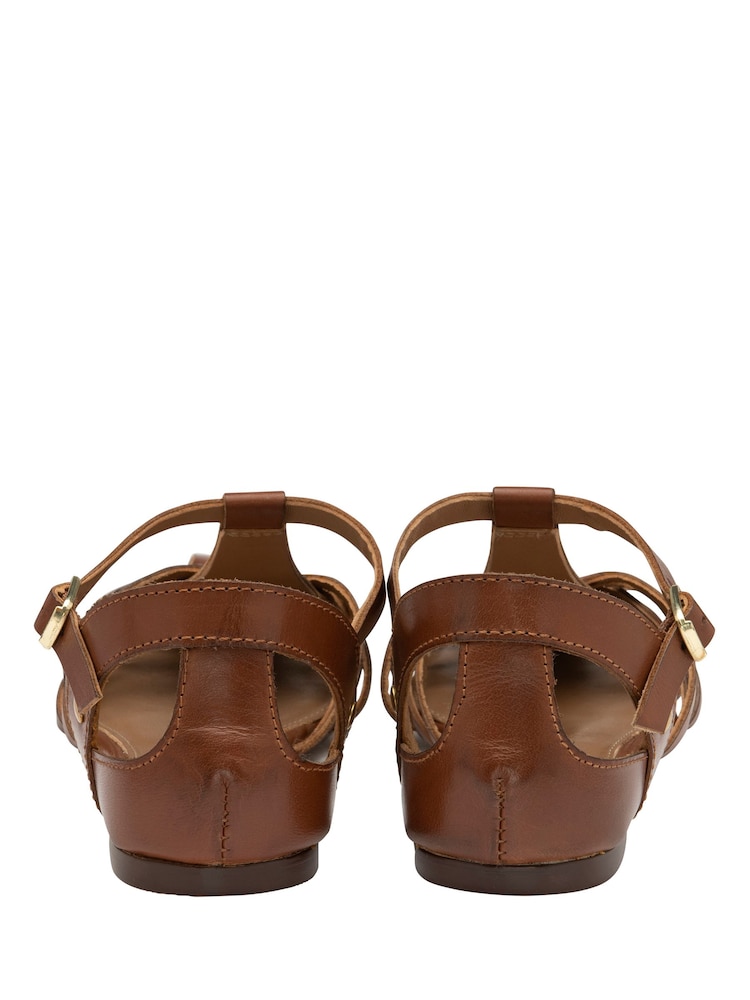 Ravel Brown Leather Flat Sandals - Image 3 of 4