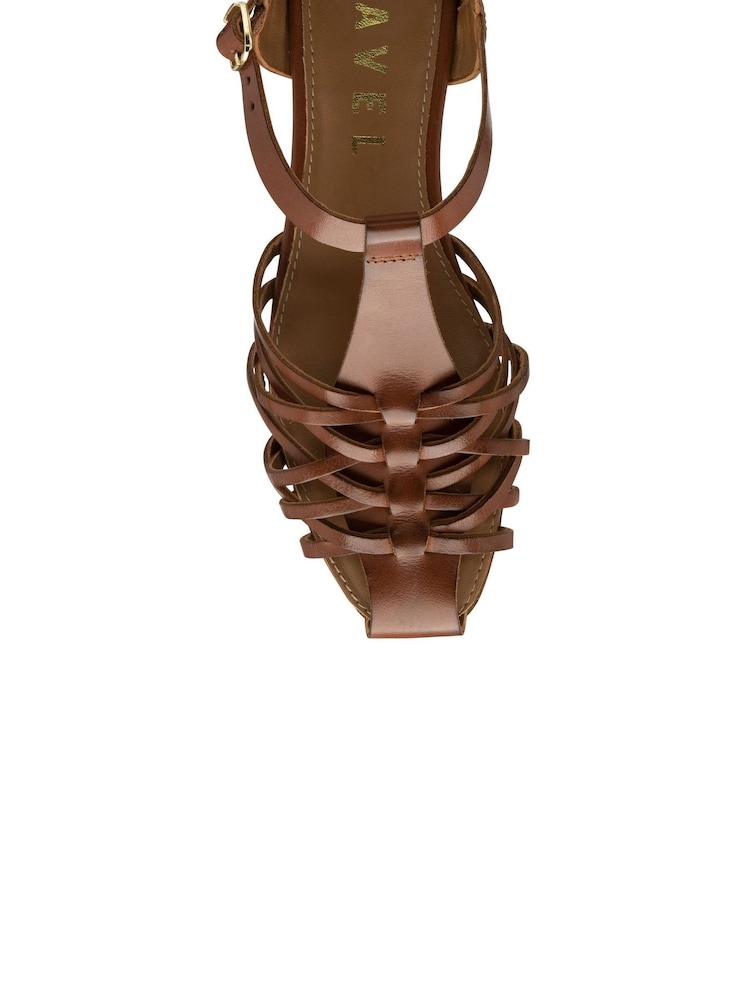 Ravel Brown Leather Flat Sandals - Image 4 of 4