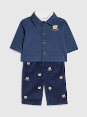 River Island Blue Bear Shacket Polo & Trousers 3 Pack Set - Image 1 of 5