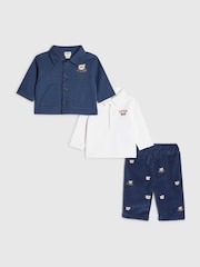 River Island Blue Bear Shacket Polo & Trousers 3 Pack Set - Image 2 of 5