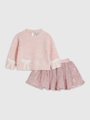 River Island Pink Bow Top & Skirt Set - Image 1 of 5