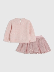 River Island Pink Bow Top & Skirt Set - Image 2 of 5