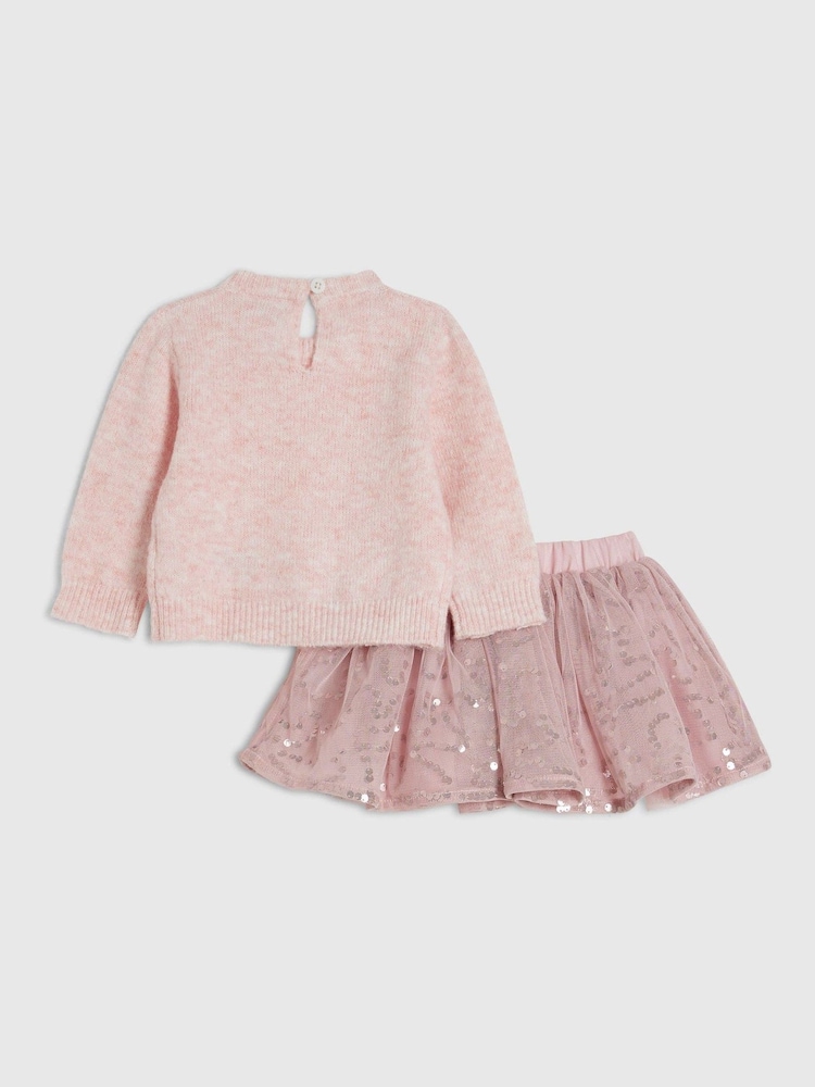 River Island Pink Bow Top & Skirt Set - Image 2 of 5 River Island Pink Bow Top & Skirt Set - Image 2 of 5