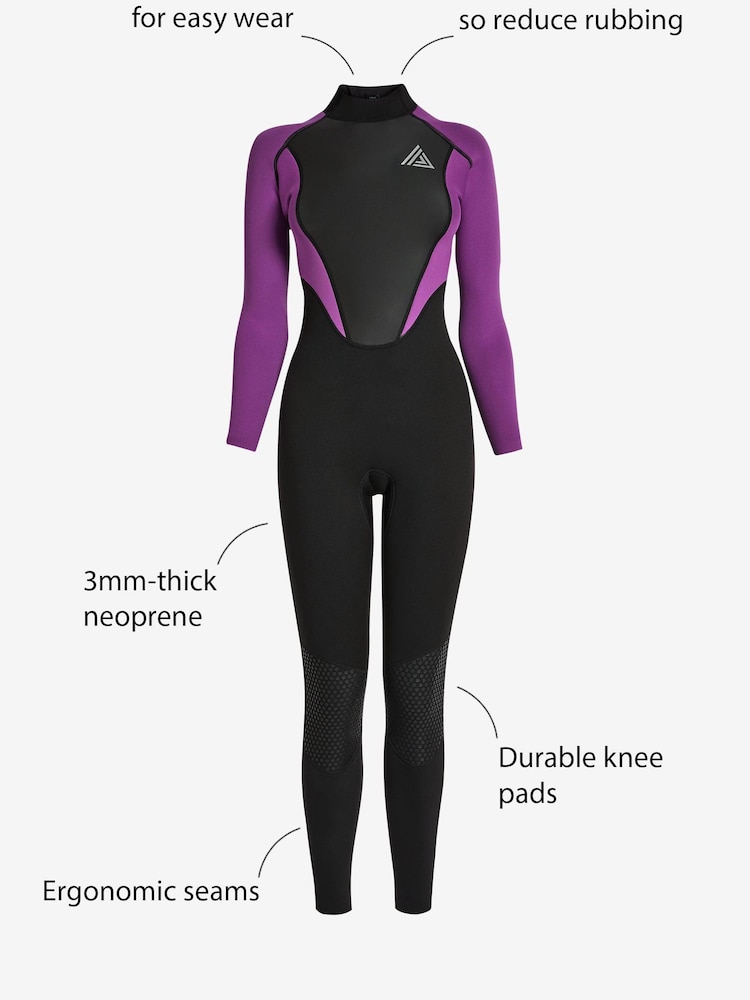 Black/Pink Full Length 2.8mm Neoprene Wetsuit - Image 12 of 12