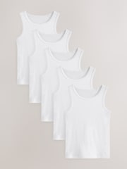 White 100% Cotton Vests 5 Pack (1.5-16yrs) - Image 1 of 3