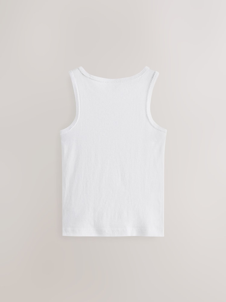 White 100% Cotton Vests 5 Pack (1.5-16yrs) - Image 2 of 3