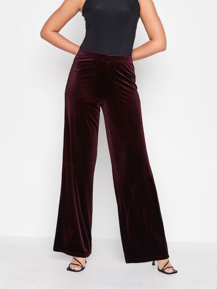 Long Tall Sally Purple Velour Wide Leg Trousers - Image 1 of 4