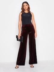 Long Tall Sally Purple Velour Wide Leg Trousers - Image 2 of 4