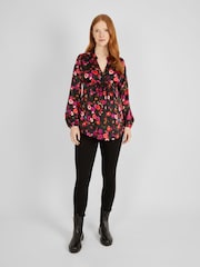 JoJo Maman Bébé Black Floral Maternity Blouse - Image 3 of 4