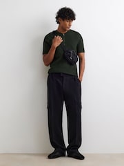 River Island Green Muscle Fit Textured Henley Polo Shirt - Image 2 of 4