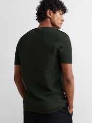 River Island Green Muscle Fit Textured Henley Polo Shirt - Image 3 of 4