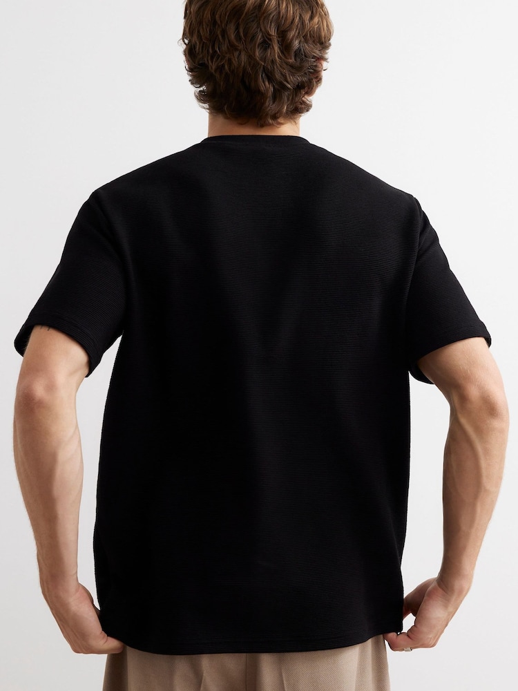 River Island Black Regular Fit Henley T-Shirt - Image 2 of 4