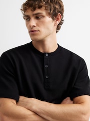 River Island Black Regular Fit Henley T-Shirt - Image 3 of 4