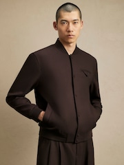 River Island Brown Smart Twill Bomber Jacket - Image 1 of 4