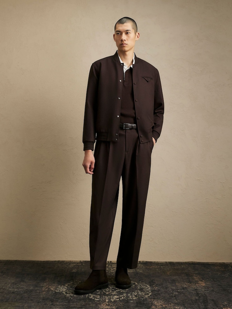 River Island Brown Smart Twill Bomber Jacket - Image 4 of 4
