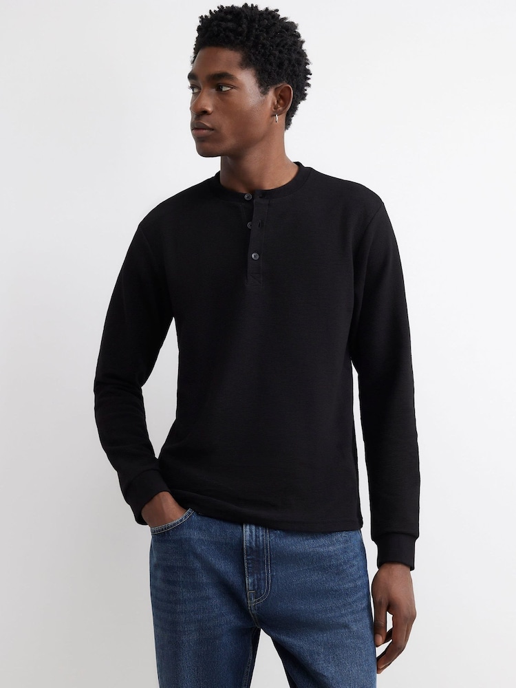 River Island Regular Fit Henley Longsleeve T-Shirt - Bilde 1 av 4