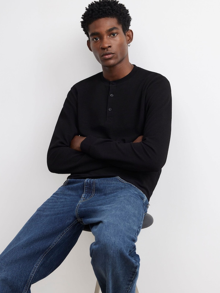 River Island Regular Fit Henley Longsleeve T-Shirt - Bilde 4 av 4