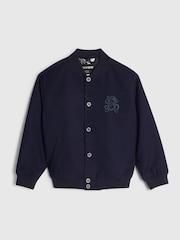 River Island Blue Twill Smart Bomber Jacket - Image 1 of 4