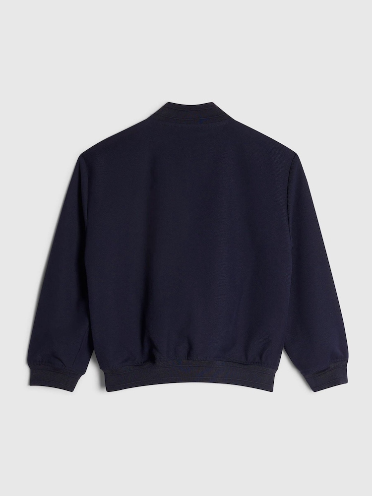 River Island Blue Twill Smart Bomber Jacket - Image 2 of 4 River Island Blue Twill Smart Bomber Jacket - Image 2 of 4